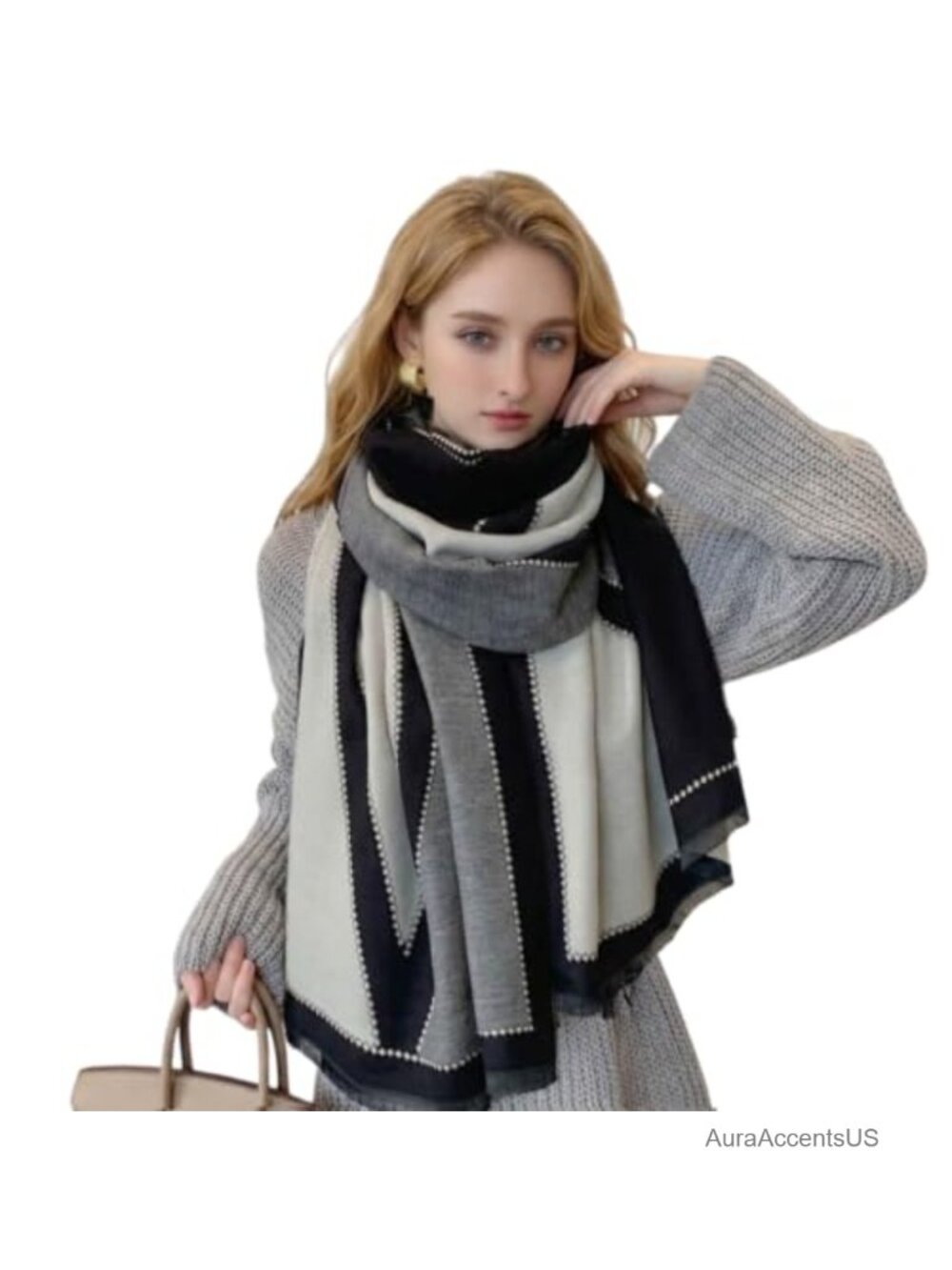 Oversized Pashmina Shawl Wrap, Reversible Evening Scarf for Weddings & Travel
